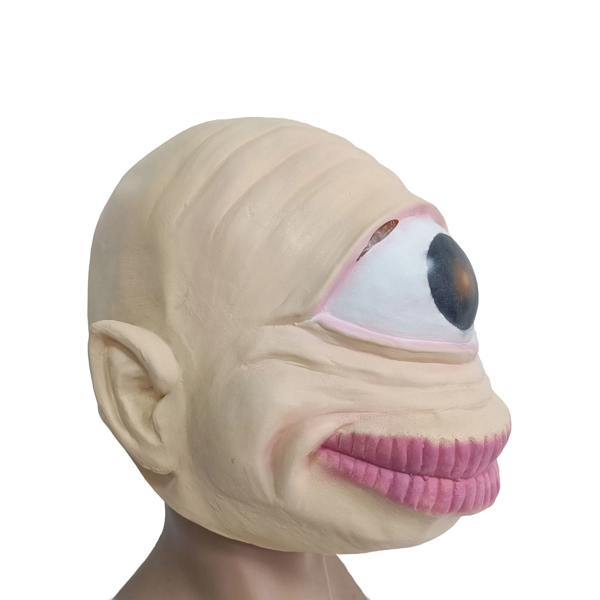 Gruselige einäugige Monster-Latexmaske, gruselige Einäugige Alien-Kreatur-Maske, Halloween-Cosplay-Maskerade, Requisiten für Geisterhäuser – Detail 2