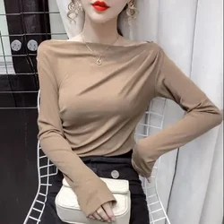Blouse Women Long Sleeve Shirts Slim Fit Two-Way Wear off-Shoulder Top Women's Clothing Blusas Ropa De Mujer