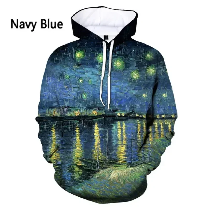 Fashion Men Clothing New Vincent Van Gogh 3D Print Hoodies Personalized Art Harajuku Street Unisex Oversized Hooded Sweatshirts