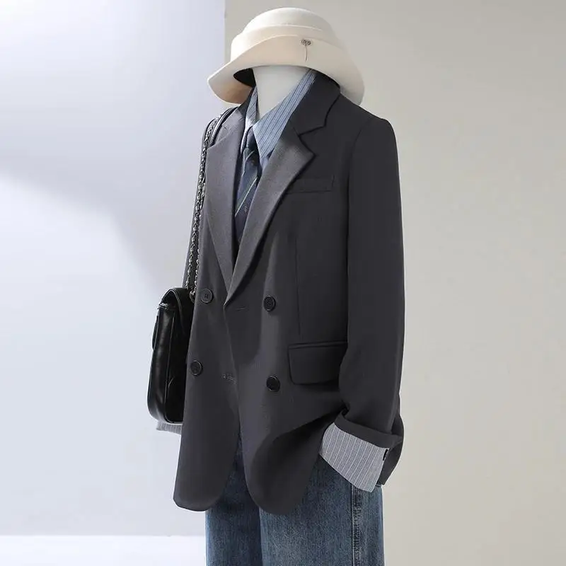 2025 nouvelles femmes Blazer à manches longues Blaser dames costume veste manteau ample femme crantée Blazer bureau dame Double boutonnage Blazers