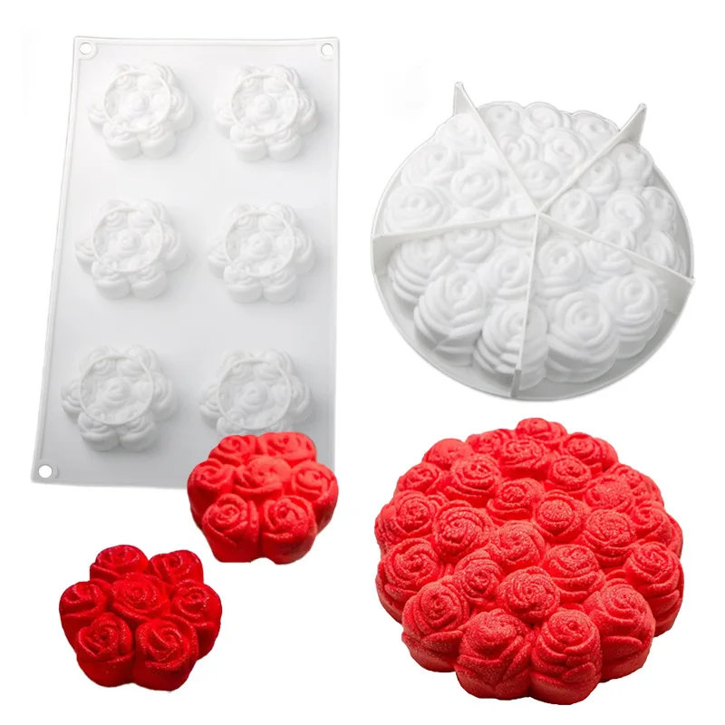 1PC Rose Shape Silicone Cake Mold Mousse Pastry Valentine's Day Party Dessert Decorating Tools Easy Release Baking Molds