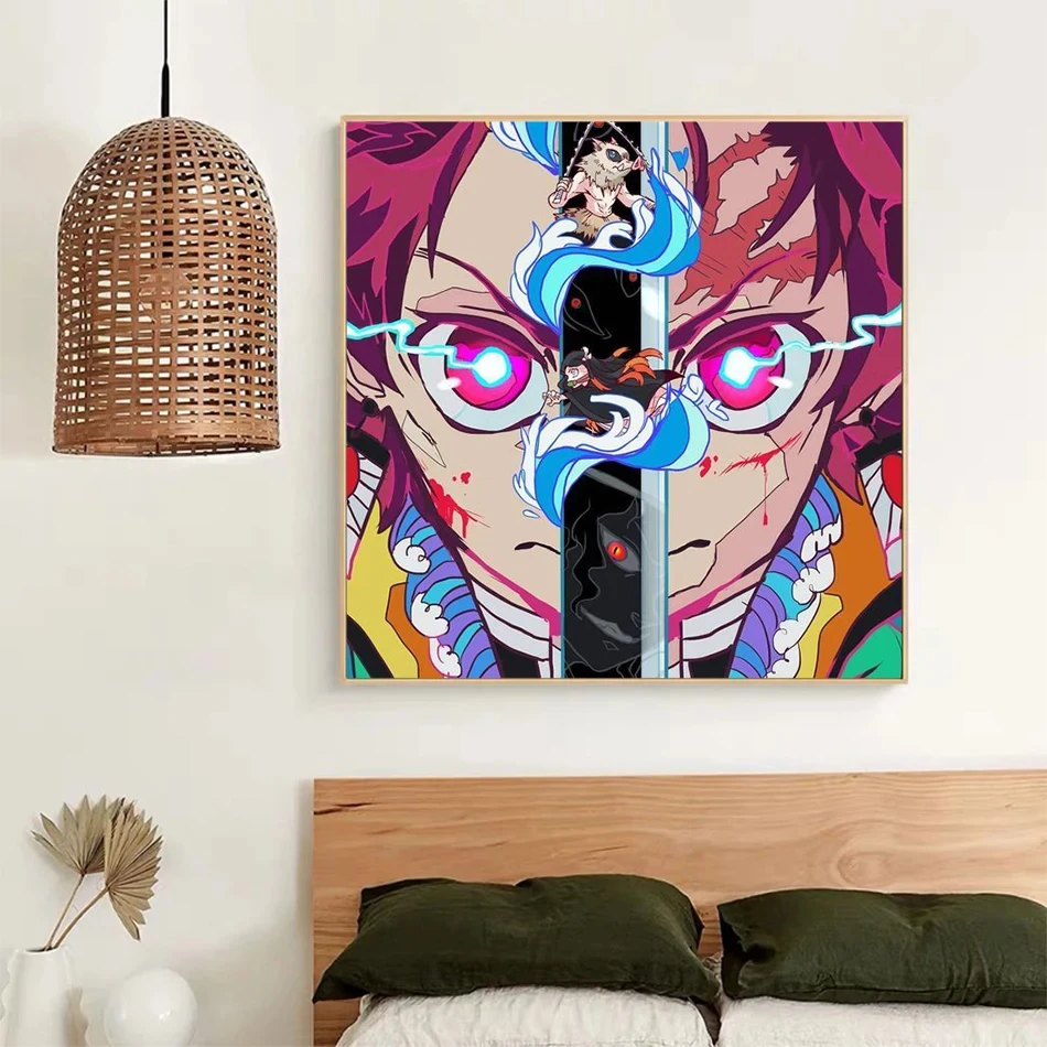 5D Diamond Painting Classic Japanese Cartoon Anime Demon Slayer Embroidery Cross Stitch Kits Art Mosaic Drill Home Decor Gifts