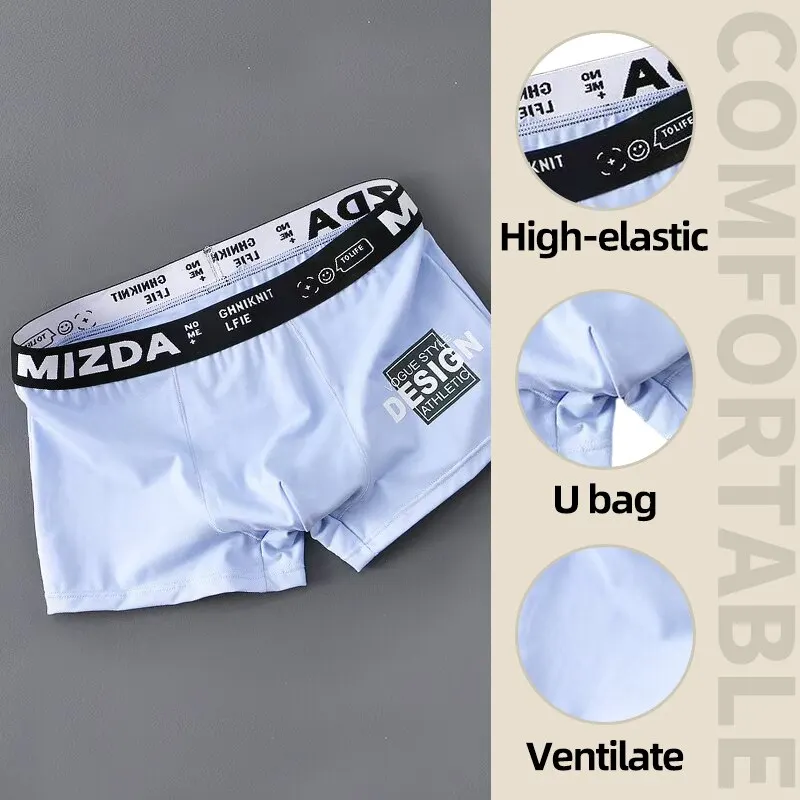 Men Sports Boxers Underpants Underwear White L XL XXL Letters Wide Band Cotton Breathable Fashion Fitness