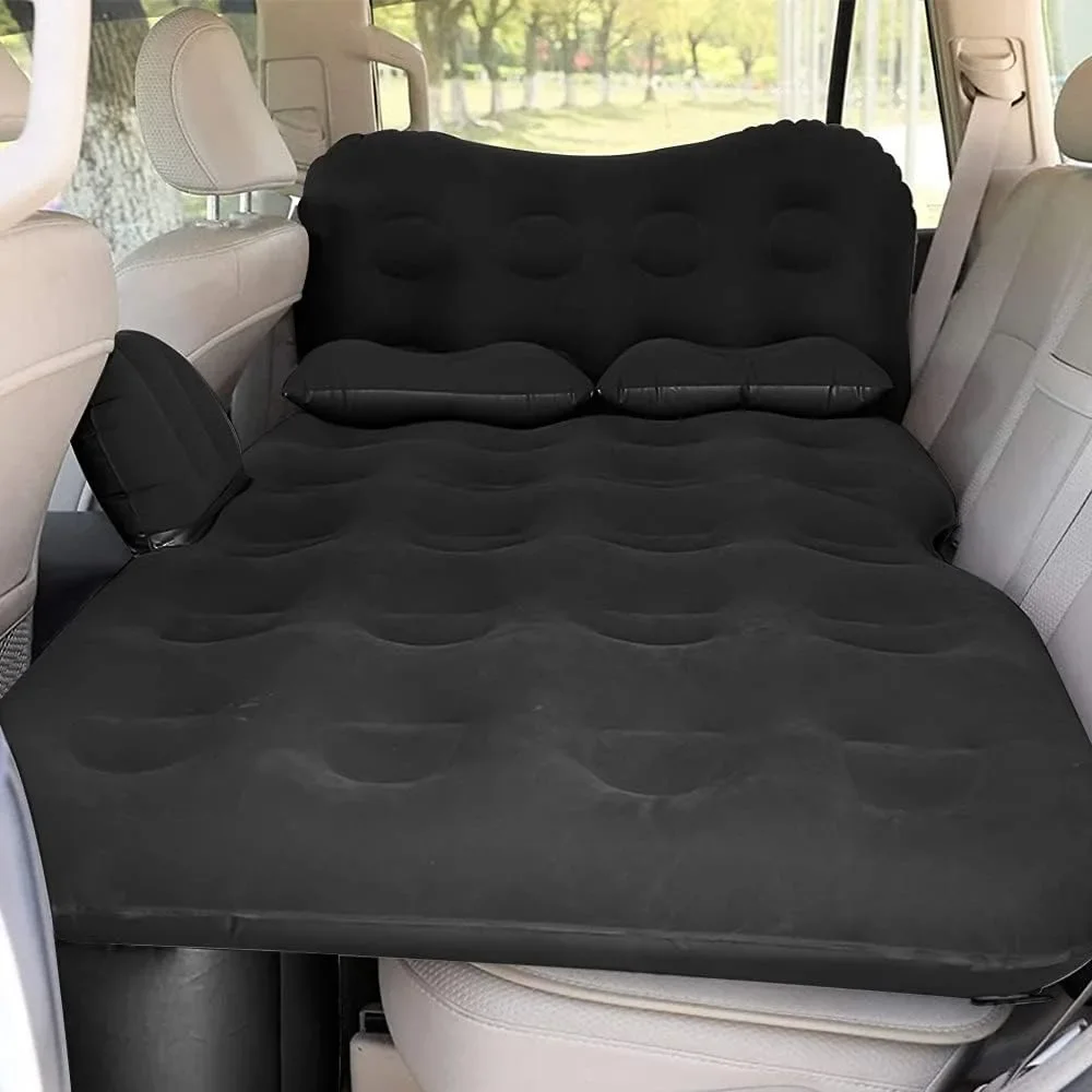 Colchón de aire inflable para coche, cama de viaje gruesa para acampar, almohadilla para dormir con bomba de aire para coche, 2 almohadas