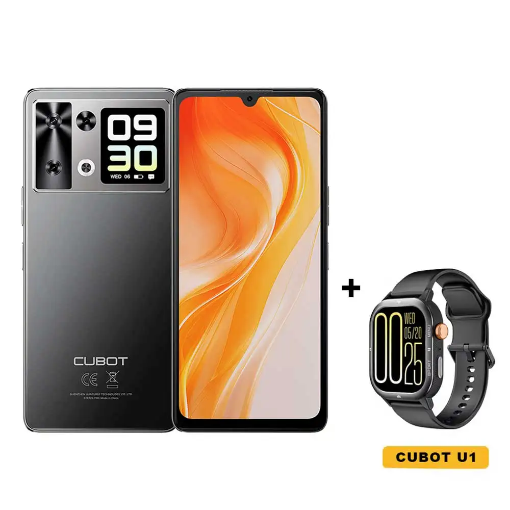Smartphone Android 15 Cubot P90, 6,88-inch 120Hz-scherm, 24 GB RAM (12 + 12 GB uitgebreid), 256 GB ROM, G100 Octa-core 2,2 GHz-processor, 64 MP-camera, 5100 mAh-batterij, NFC phone, dubbele