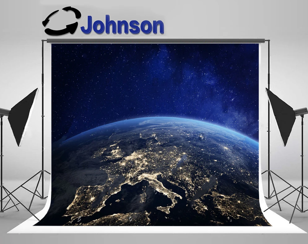 

JOHNSON Earth Globe Elements Europe City Night Viewed Outer Space Planet backdrop Computer print scenic background