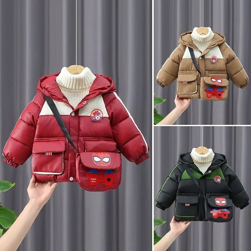 Kawaii animation peripheral new winter children's creative trend cool cartoon Spider-Man cotton coat thickened cotton jacket