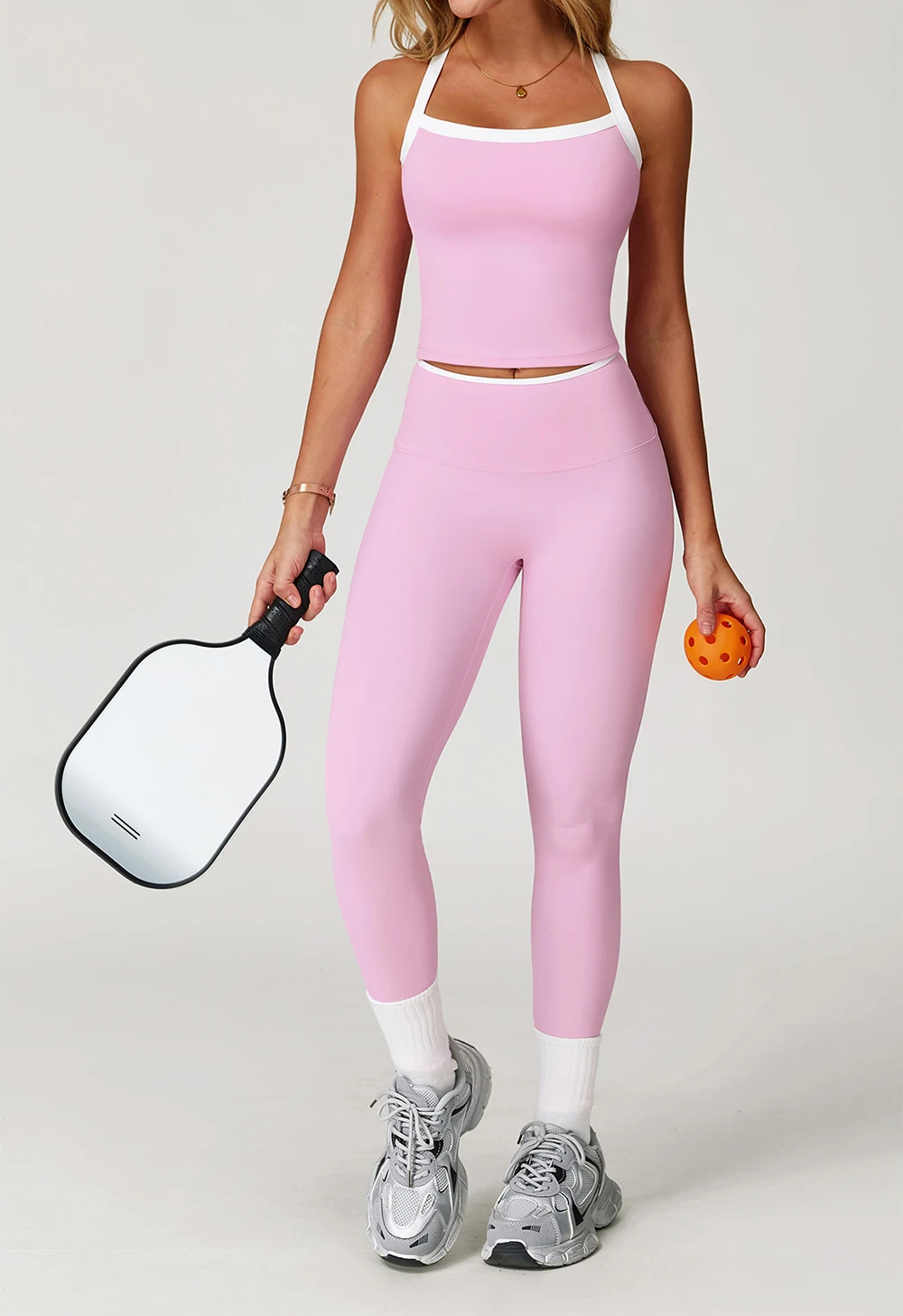 

Women's 2PCS Yoga Set Tracksuit Nude Feeling Workout Gym Sportswear Push up Fitness Running Leggings with Sport Bra