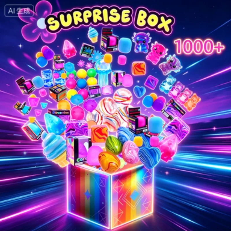 1000+ Stück Überraschungsbox-Spielzeuge, Spaßige Mystery-Fidget-Spielzeuge, Stressabbau-Überraschungen, Neuartige Stressabbau-Figuren, Sortierte Squishy-Figuren, Blindbox