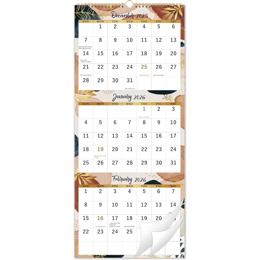 

Настенный календарь на 2026 Календарь на 3 месяца 2026 Н.2026 — Вертикальный календарь Dec.2026 11 x 26 дюймов Годовой настенный календарь на 3 месяца на 2026 год Stu
