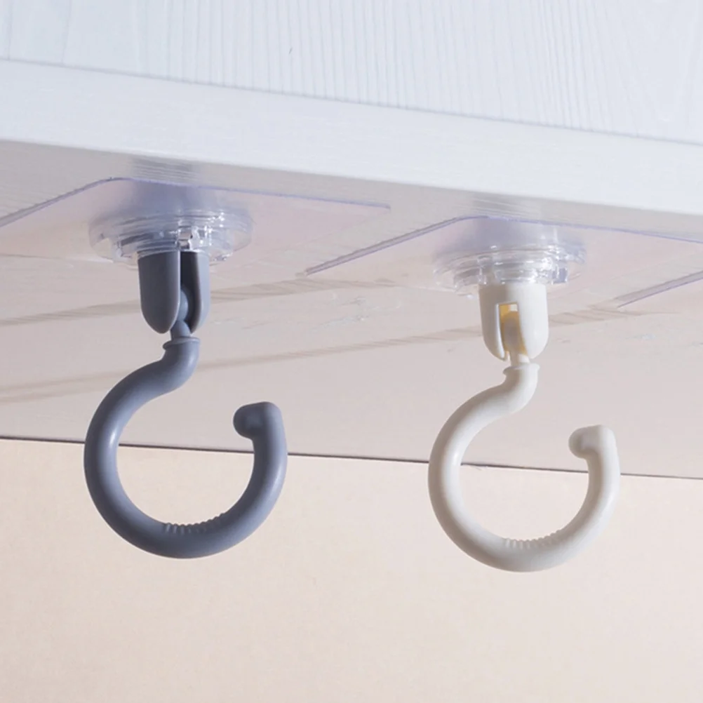 

4 Pcs Ceiling Swivel Hook Hangers Holders for Hanging Towel Hooks Sticky Seamless Abs Rotary Oil-proof Reusable Rotatable