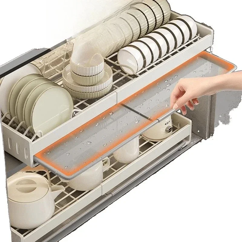 6Wp drawer type retractable dish storage rack drain rack under kitchen cabinet sink rack pull dishes
