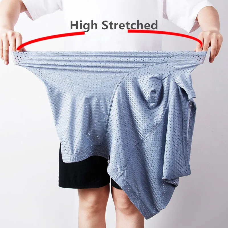 Summer Mesh Boxers For Men 200KG Plus Size 13XL 12XL Underpants Male Panties High Waist 10XL Underwear Oversized Ice Silk Shorts