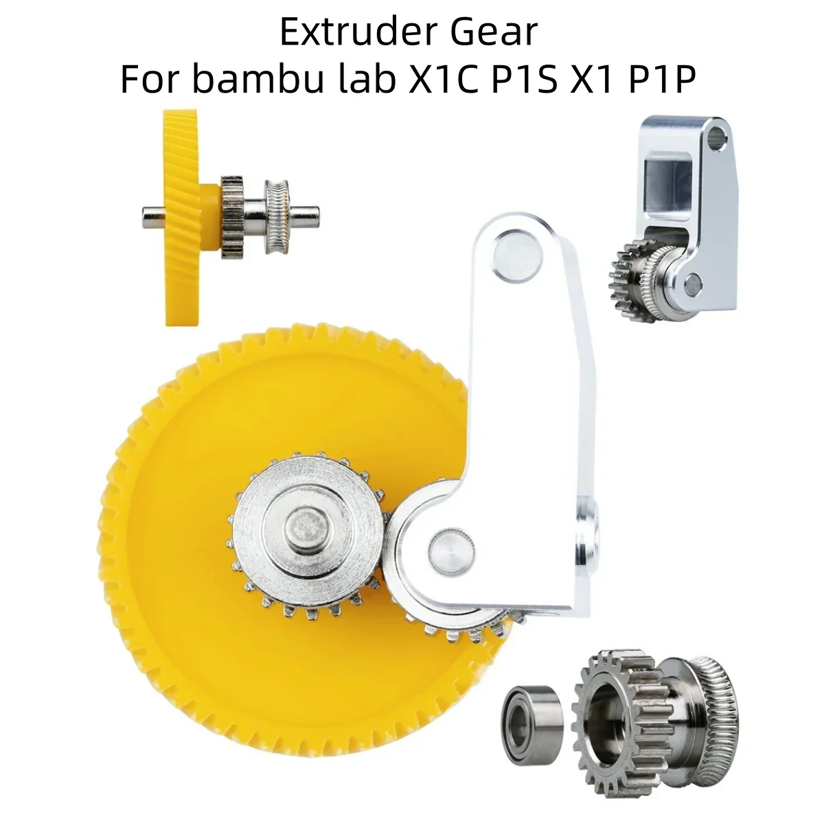 Conjunto de engranaje de extrusora de acero endurecido mejorado para impresora 3D Bambu Lab P1S P1P X1 Carbon X1C, chapado en níquel, resistente al desgaste