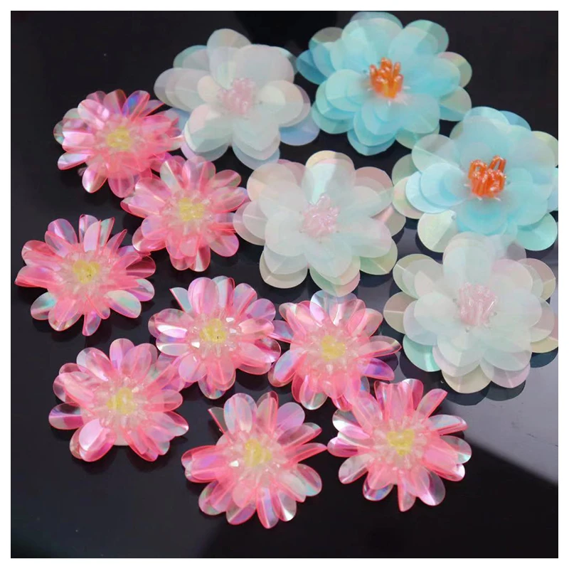 

Sequins Patches 10 pcs Rhinestones Beads Flower Appliques Brooch Stickers Patch for Clothes Bag Shoes Sew-On M43F182