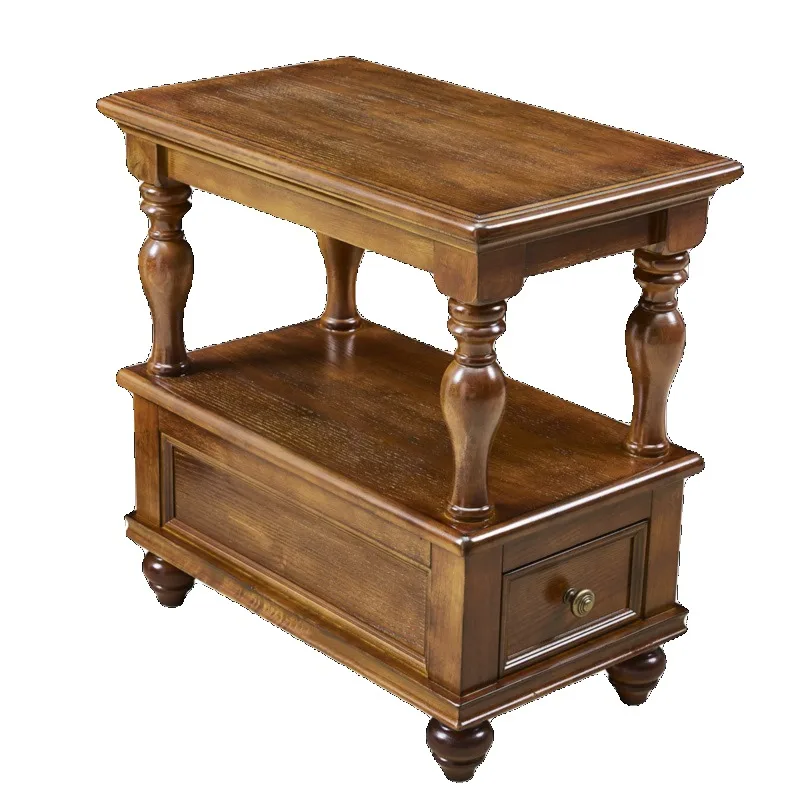 

Side Table Small Coffee Table European American Style Sofa Corner Bedside Nightstand Storage Drawer Phone Table Living Room
