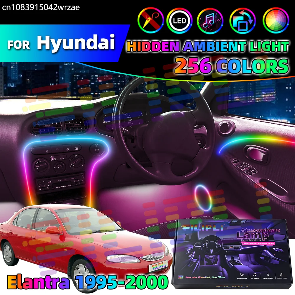 

For Hyundai Elantra 1995 1996 1997 1998 1999 2000 Car Acrylic LED Ambient Lamps Auto Interior Colorful Atmosphere Lights Strip
