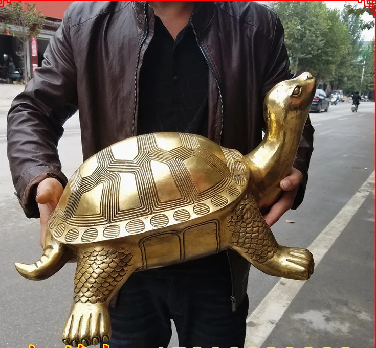 HOT SALE 55CM huge  GOOD HOME Shop company efficacious  thriving business jin gui GOLD Turtle brass FENG SHUI statue