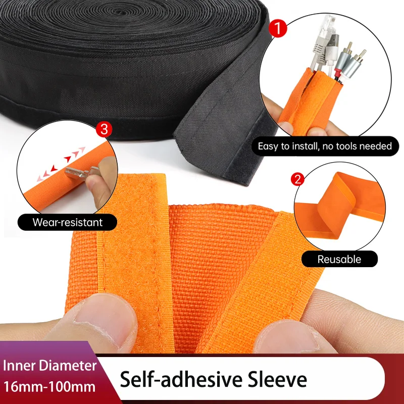 1-10m PVC Waterproof Cable Sleeve 16mm - 100mm Self-adhesive Reusable Wire Harness Insulation Protect Wear-resistant Wrap Sheath