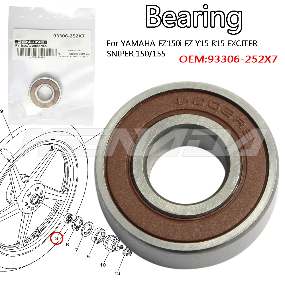 FRONT WHEEL Bearing For YAMAHA FZ150i FZ Y15 R15 EXCITER SNIPER 150/155 93306-252X7