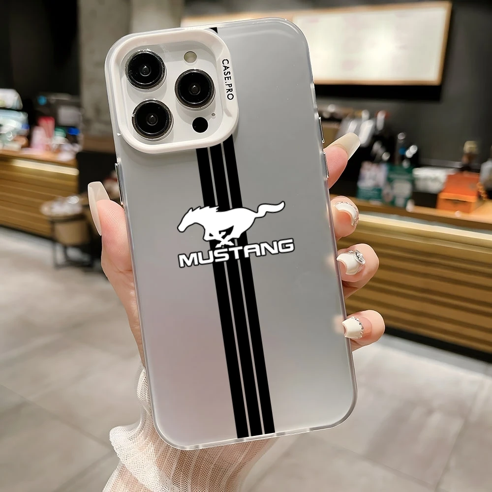 Cool Mustang Mobile Cell Phone Case Black White Cool for IPhone 16 15 14 13 12 Pro Max 11 2024 Fashion couple