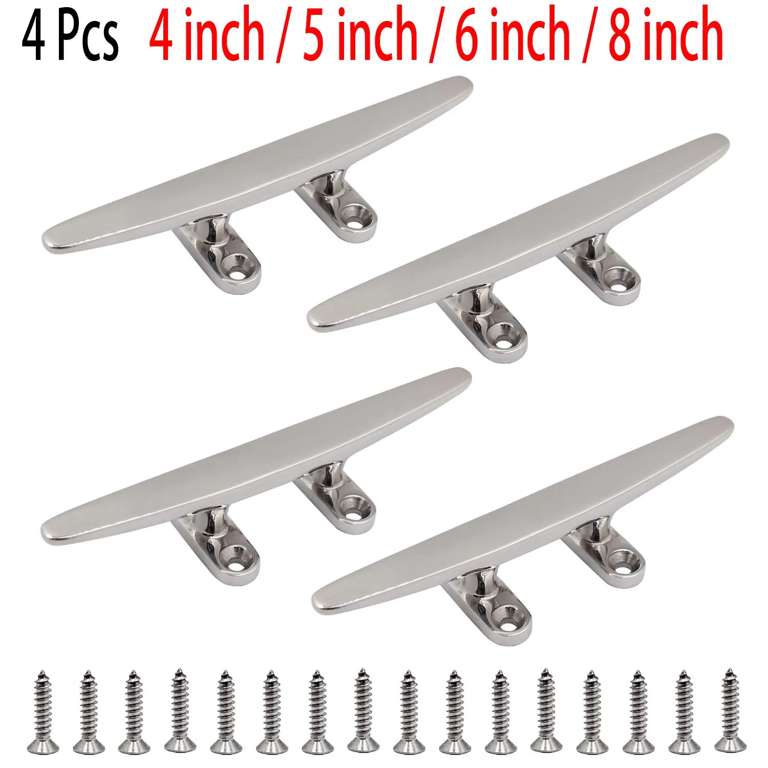 4 Pcs  4 inch / 5 inch / 6 inch / 8 inch Stainless Steel 316 Boat Dock cleat ,Marine Boat Open Base Cleat  Hollow Base Deck Rope