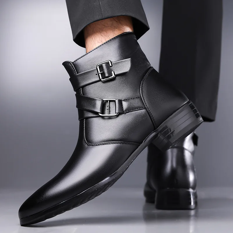 

Men's business leather boots, men's high-top casual and durable men's boots for autumn and winter, large size
