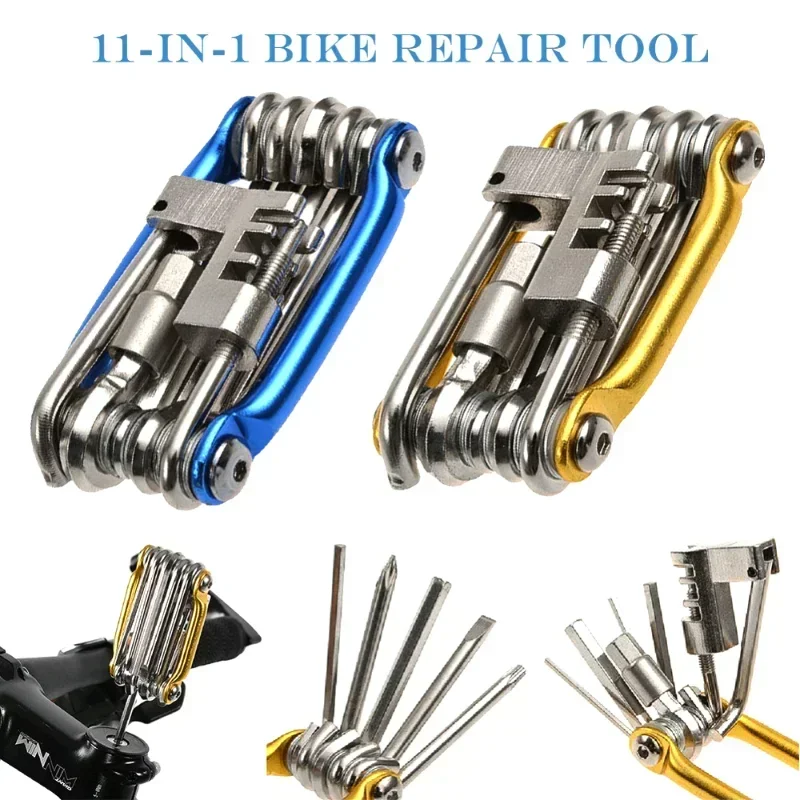 

Multifunction 11 In1 Bicycle Repairing Set Bike Bike Repair Tool Kit Wrench Screwdriver Chain Hex Spoke Mountain Cycling Tools