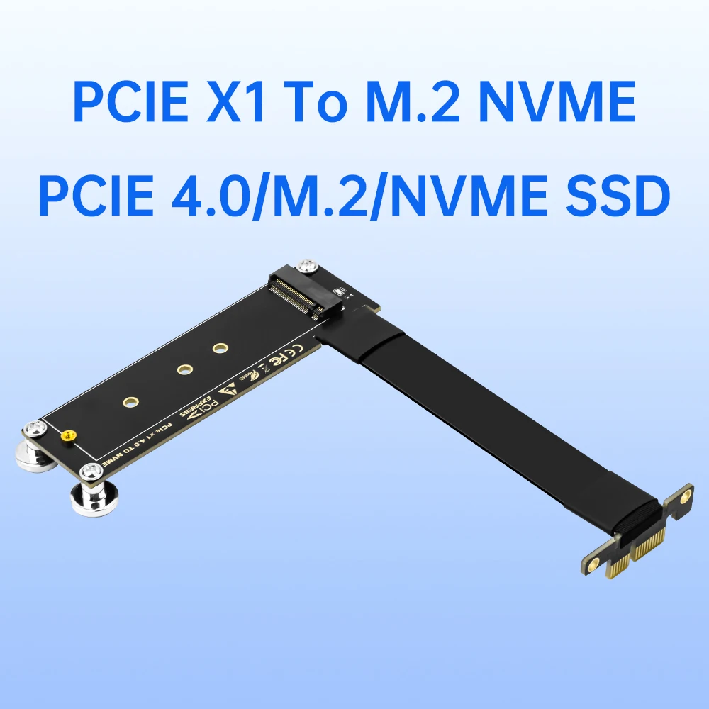 M.2 NVME to PCIe X1 X4 X8 X16 Riser Card Right Angle 10CM PCI Express Extension Cable M.2 NVMe SSD To X1 Support Desktop PC