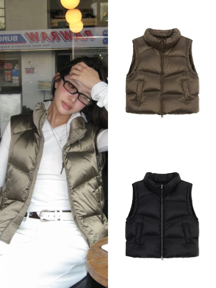 

Warmth Lightweight Loose Svel Dongdaemun Ning Art Women's Vest for Commuting Winter Zipper Closure