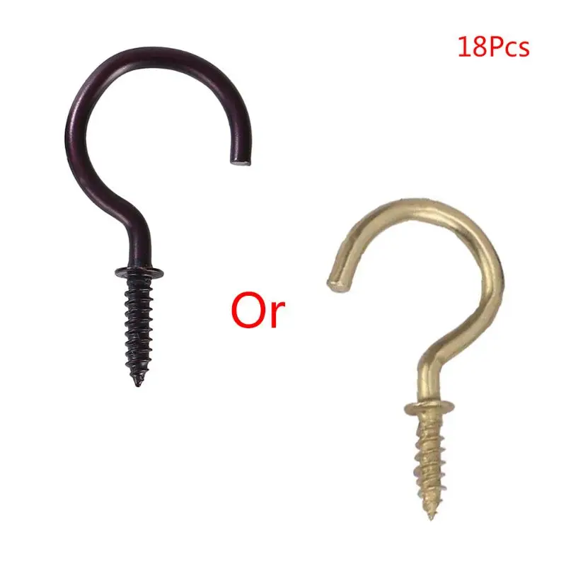 N58C 18 Pcs Ceiling Screw Hooks Outdoor String Light Hooks Lamp Holder Hooks for Plant Bracket, Bird Feeders, Wind Chimes