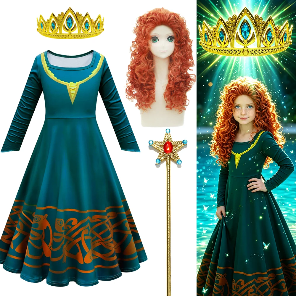 Medieval Princess Girls Costume Warrior Dress Girl Fantasy Long Dress Halloween Costumes Kids
