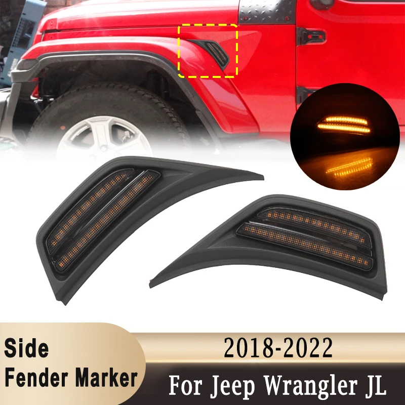 For Jeep Wrangler JL JLU 2018-2022 LED Front Fender Side Body Marker Light Turn Signal Lamp Amber for Gladiator JT 2020-2021