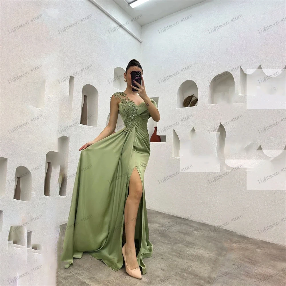 Classic Satin Evening Dresses Elegant Prom Dress Sexy High Slit Robes For Formal Party Vintage Mermaid Vestidos De Noche 2024