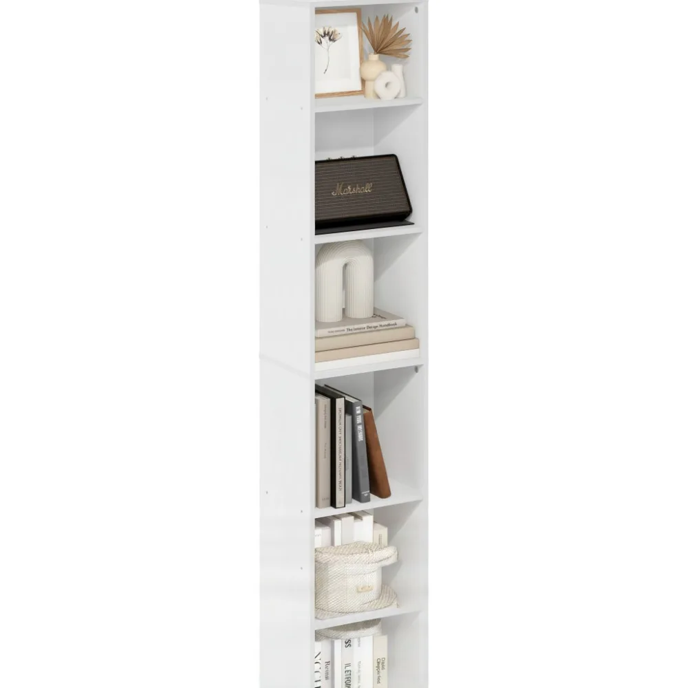 

6-Tier Tall Modern Bookshelf, Open Shelves Storage, 71" Height for Living Room, Bedroom, Home Office, White