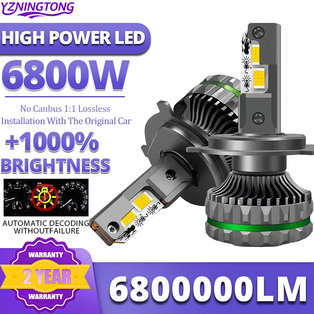 

Светодиодный фонарь высокой мощности H7 для автомобилей Canbus 6800 Вт Светодиодные фары H4 H11 H1 Фара 9005 HB3 9006 HB4 9012 HIR2 Противотуманная фара