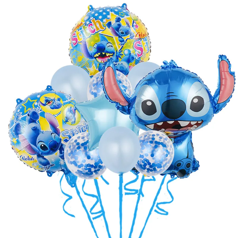 10pcs Disney themed Lilo Stitch series cartoon balloon set children\'s birthday party decorations