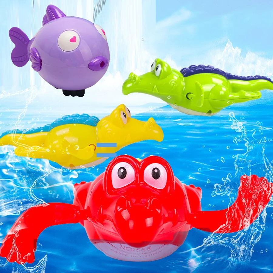 Swimming Animal Toys, Wind Up Chain Bathing Water Animal Kiss Fish Turtle Pool Float Bathtime Toys for Boys Girls