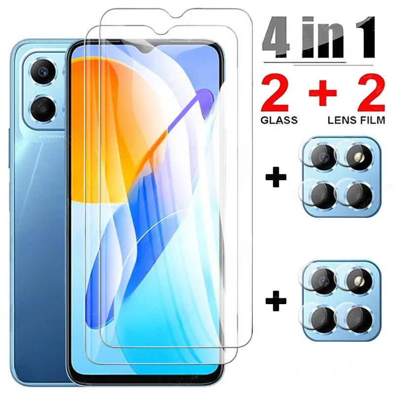 4IN1 Tempered Glass for Honor X6a X7 X8 X9 5G X8a X5 Camera Lens Film Screen Protector Cover Protective Glass for Honor X6 Glass