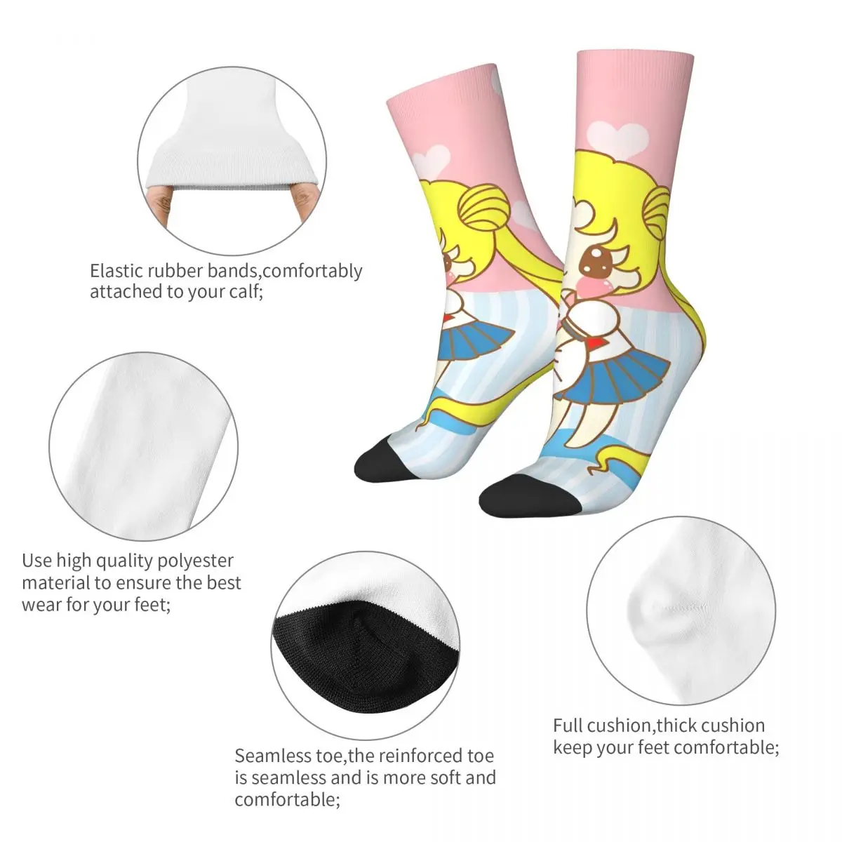 Sailors Moon Socken Frühling Meme Strümpfe Mode Männer Warme Weiche Socken Grafik Laufen Anti Slip Socken