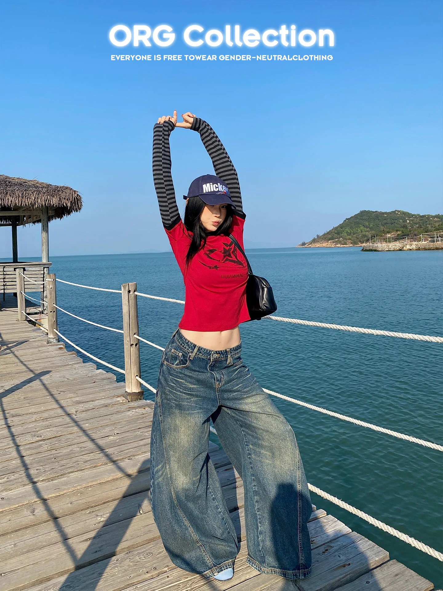 

Organic Collection American Retro Knife Jeans Loose Fit Women's Design Sensation Wide Leg Jeans Men's Casual Cotton