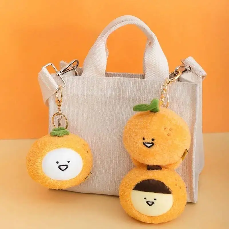 Kawaii Orange Pendants Plush Toys Soft Fluffy Cartoon Fruit Elf Toys Lovely Keychain Bags Hanging Decor Funny Gift To Friends