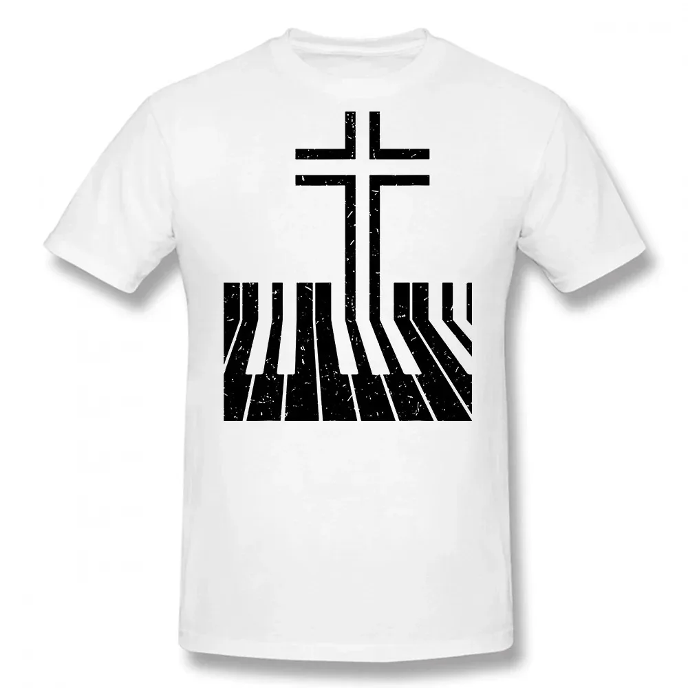 Funny Christian Piano Player Gift Design Piano Teacher Keyboard T Shirts Graphic Short Sleeve Musician Music Instructor T-shirt