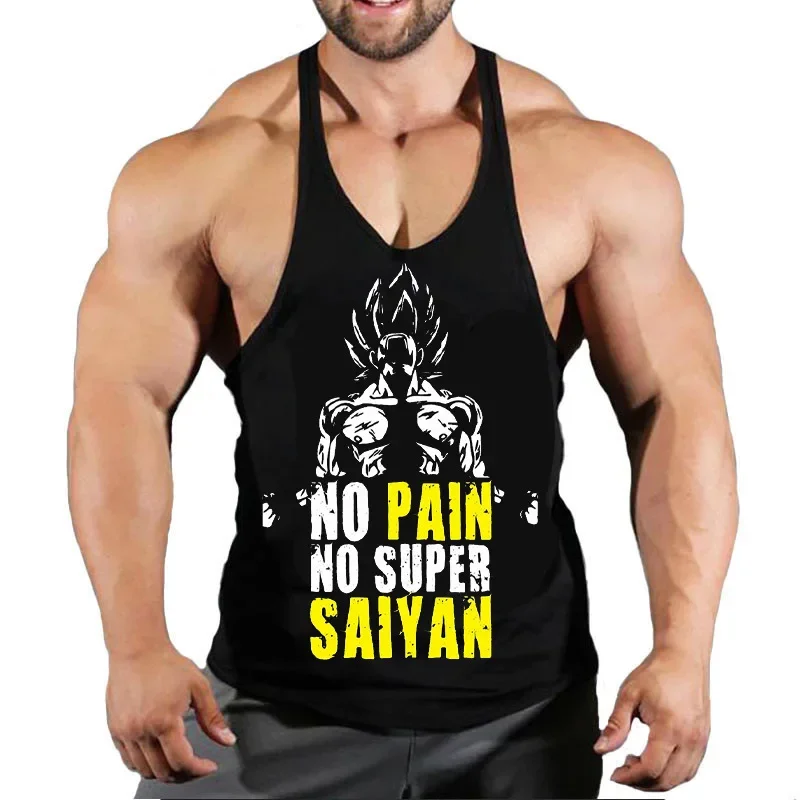 Dragon Ball Goku Plus Size Men Clothing Tank Tops Black Anime Singlets Sleeveless Fitness Men Vest Casual Bodybuilding Vest New