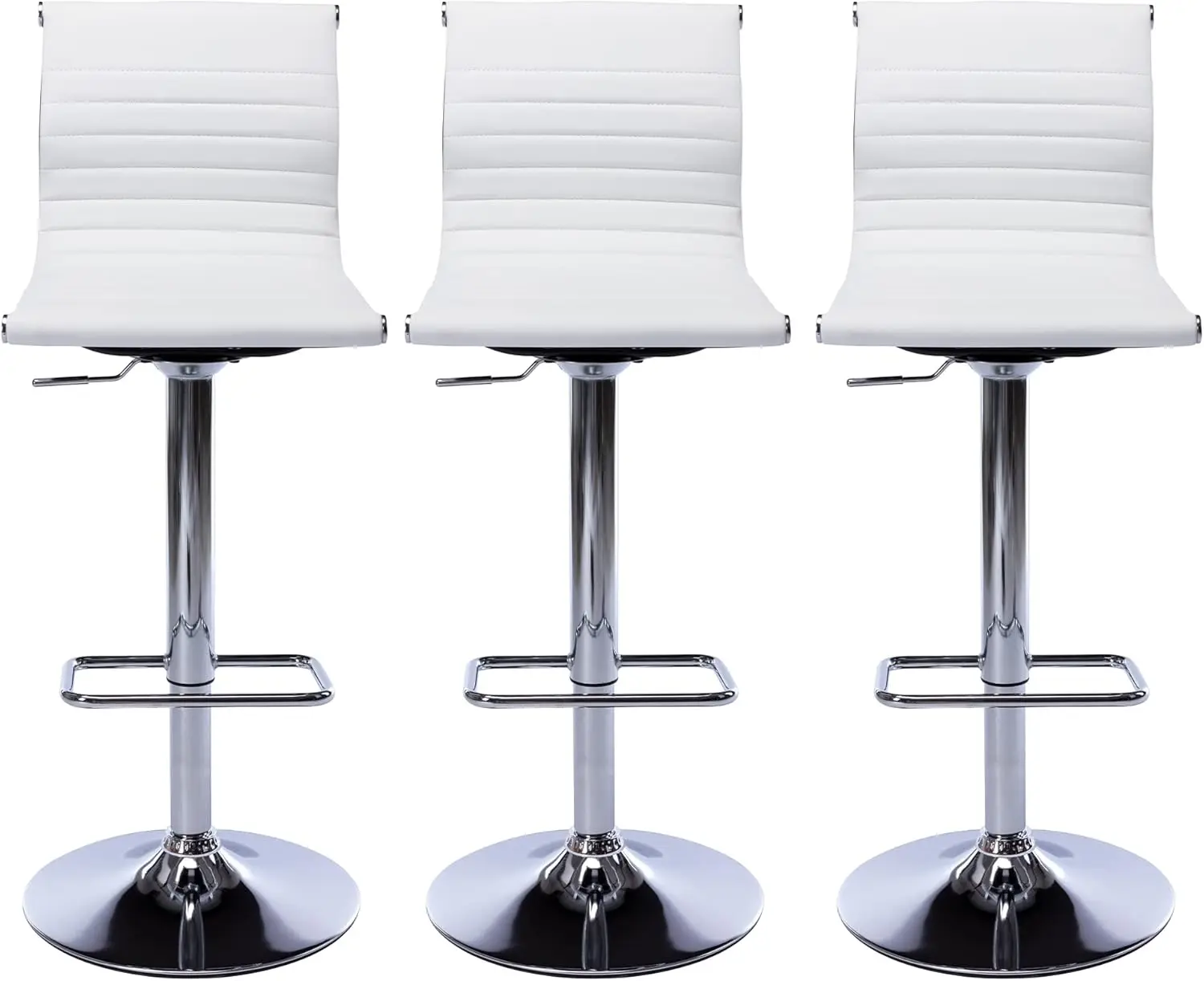 

Набор из 3-х белых табуретов из искусственной кожи, регулируемые поворотные барные стулья для кухонного острова, бара для завтрака, столовой