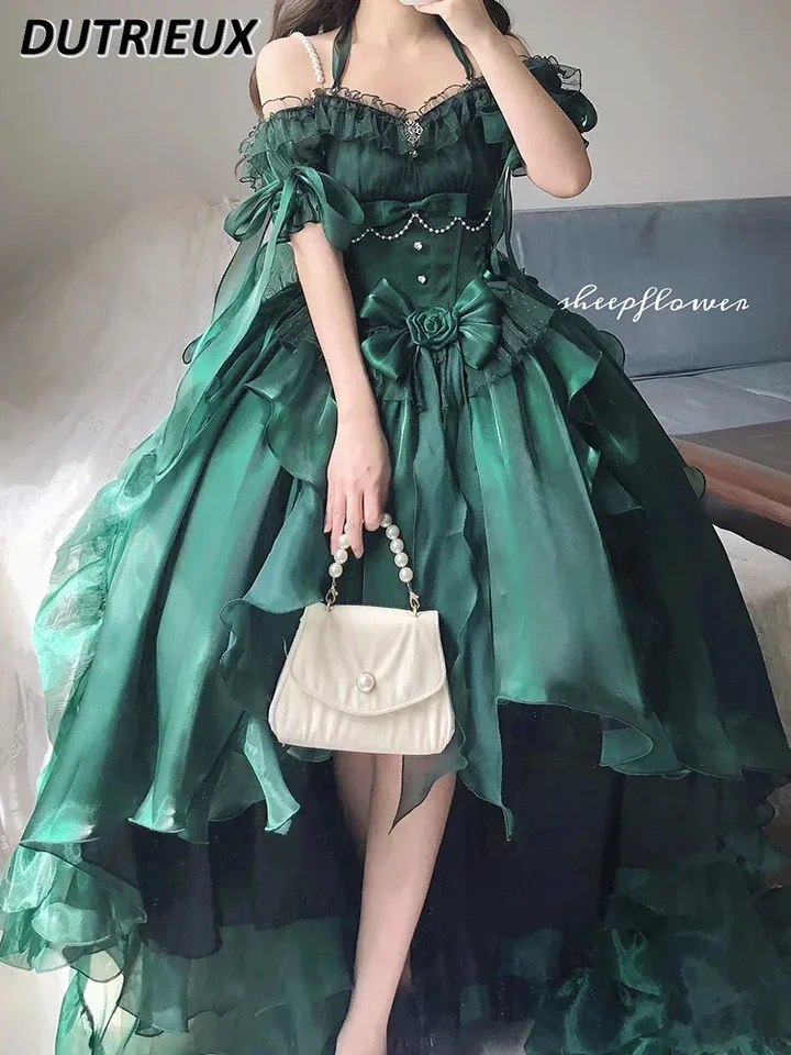 Green Flower High Waist Wedding Party Lolita Dress Sweet Girls Bow Bead Heavy Industry Trailing Puffy Princess Dresses - AliExpress 200000345 Green Flower High Waist Wedding Party Lolita Dress Sweet Girls Bow Bead Heavy Industry Trailing Puffy Princess Dresses - AliExpress 200000345