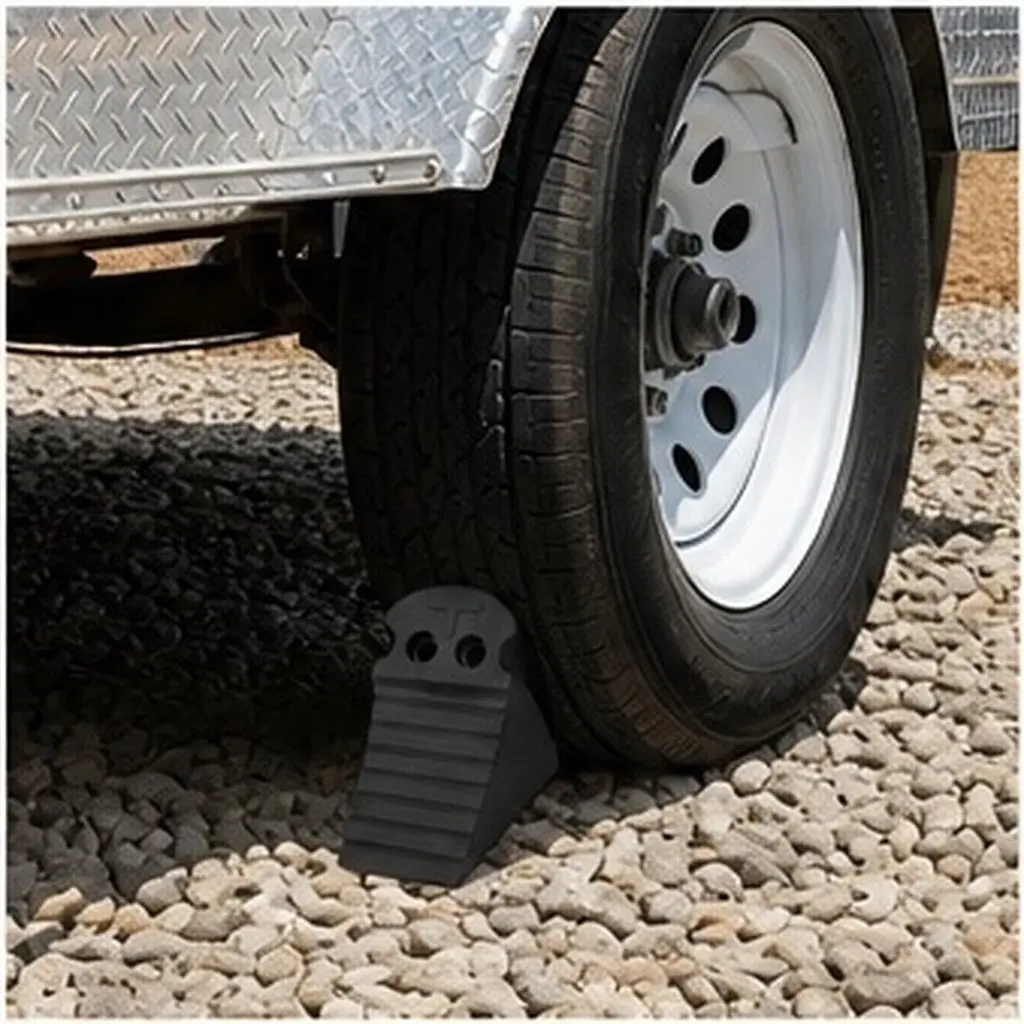 Heavy Duty Rubber Wheel Chock for Cars Suvs Trucks Trailers Anti-Skid Tire Stopper Portable Garage Parking Stop with Bright