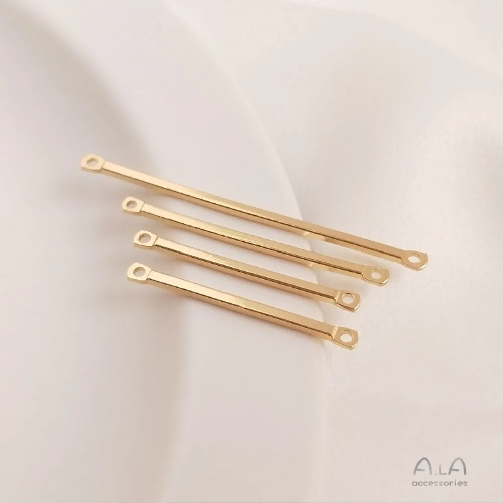 14K الذهب اللون الملحقات ثقب مزدوج ربط قضيب طويل أنبوب مربع مزدوج معلق DIY بها بنفسك اليدوية عصا الأذن مجوهرات المواد