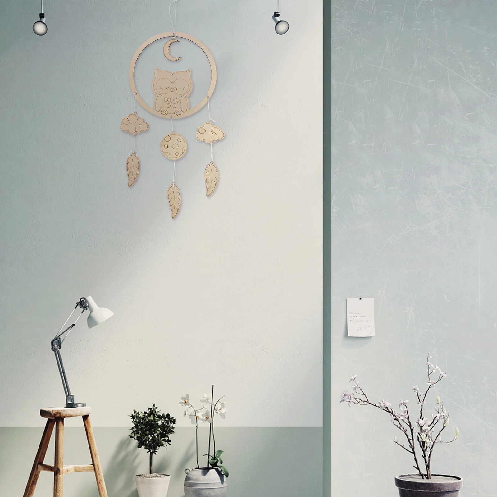 

Owl Pendant Unfinished Dreamcatcher DIY Wall Decoration Coloring Wind Chime Locket