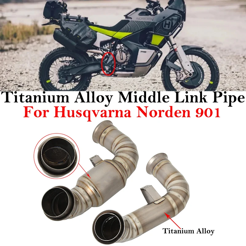 slip-on-para-husqvarna-norden-901-silenciador-de-escape-para-motocicleta-tubo-de-enlace-medio-de-aleacion-de-titanio